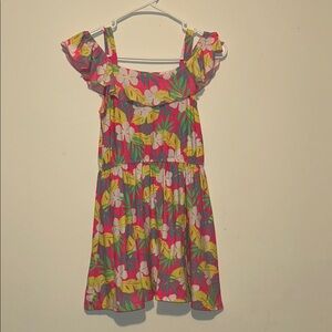 Pink and Yellow Ruffled Sundress with Flutter Sleeves